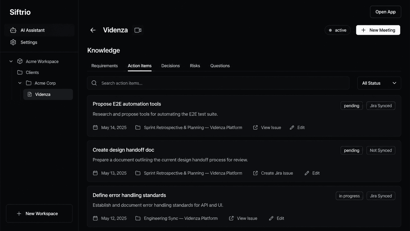 Siftrio product screenshot